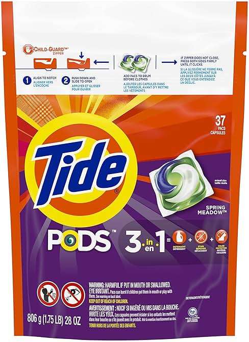 Tide PODS Laundry Detergent Soap Pods, Spring Meadow, 37 Count (Pack of 3 Bag Value Pack), Total 111 Count, HE Compatible - Image 2