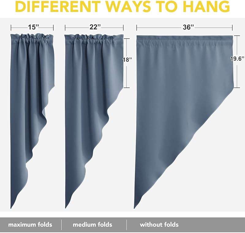 NICETOWN Balckout Swag Curtain Valances for Living Room, Farmhouse Rod Pocket Energy Saving Small Window Tiers for Thanksgiving, Stone Blue, 36" Width x 63" Length Each Panel, Set of 2 - Image 2