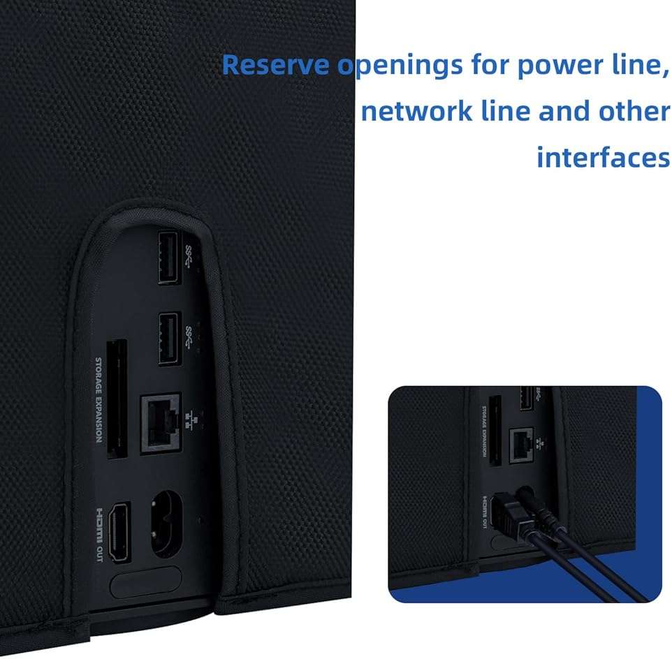 Mcbazel Dust Cover for Xbox Series X Console, Easy Access Cable Port, Anti-scratch Protective Case Cover Waterproof for Xbox Series X Console - Black - Image 7