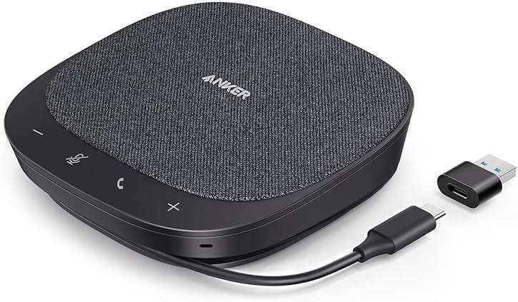 Anker PowerConf S330 USB Speakerphone, Conference Microphone for Home Office, Smart Voice Enhancement, Plug and Play, 360° Voice Coverage, Powerful Sound, Desktop PC Speaker, Online Meetings - Image 1