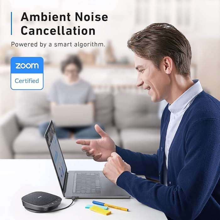 Anker PowerConf S330 USB Speakerphone, Conference Microphone for Home Office, Smart Voice Enhancement, Plug and Play, 360° Voice Coverage, Powerful Sound, Desktop PC Speaker, Online Meetings - Image 2