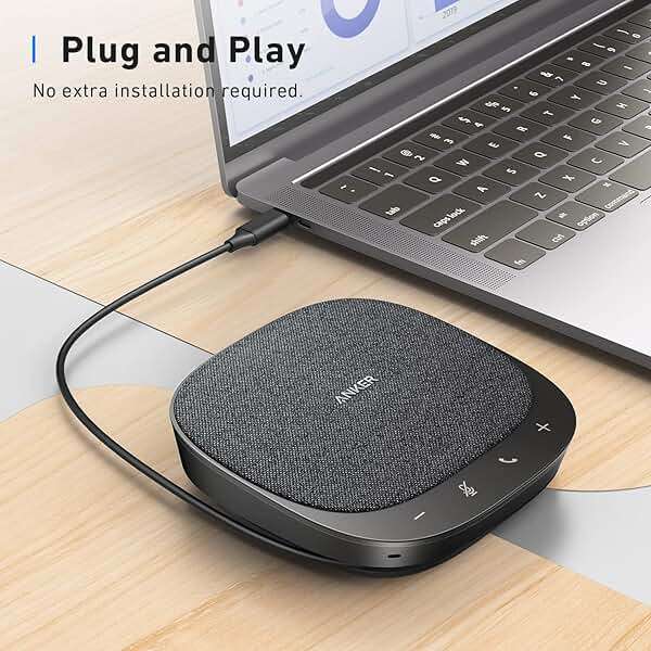Anker PowerConf S330 USB Speakerphone, Conference Microphone for Home Office, Smart Voice Enhancement, Plug and Play, 360° Voice Coverage, Powerful Sound, Desktop PC Speaker, Online Meetings - Image 3