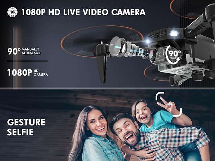 AVIALOGIC Mini Drone with Camera for Kids, Remote Control Helicopter Toys Gifts for Boys Girls, FPV RC Quadcopter with 1080P HD Live Video Camera, Altitude Hold, Gravity Control, 2 Batteries, Black - Image 3