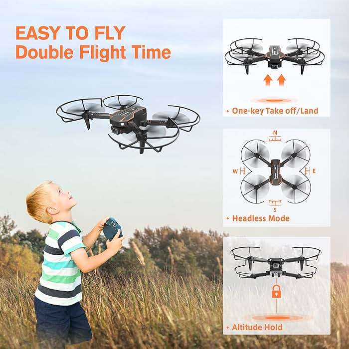 AVIALOGIC Mini Drone with Camera for Kids, Remote Control Helicopter Toys Gifts for Boys Girls, FPV RC Quadcopter with 1080P HD Live Video Camera, Altitude Hold, Gravity Control, 2 Batteries, Black - Image 4