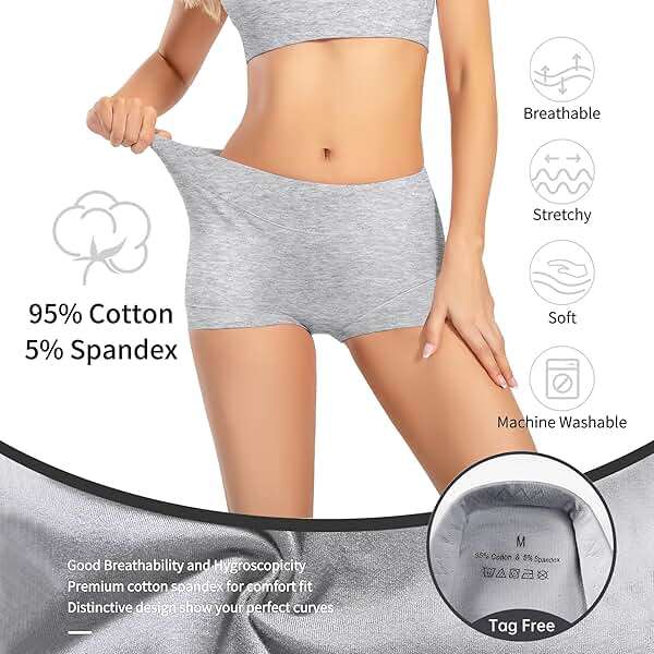 Migbean Boy Shorts Underwear for Women - Boxers for Women, Women's Cotton Underwear Boyshorts - Image 3
