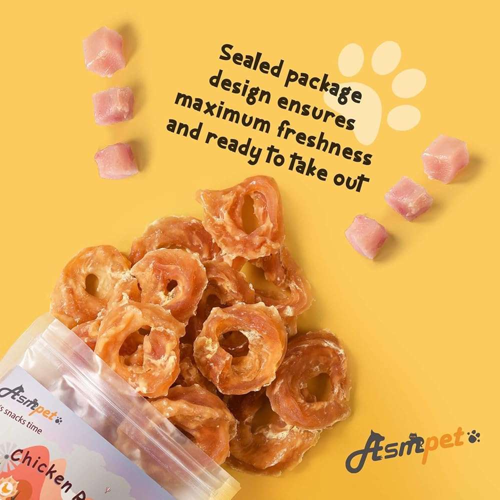 ASMPET Chicken Jerky Dog Treats, Chicken Rings, Training Treats for Dogs, Natural Dog Jerky Treats - Image 7