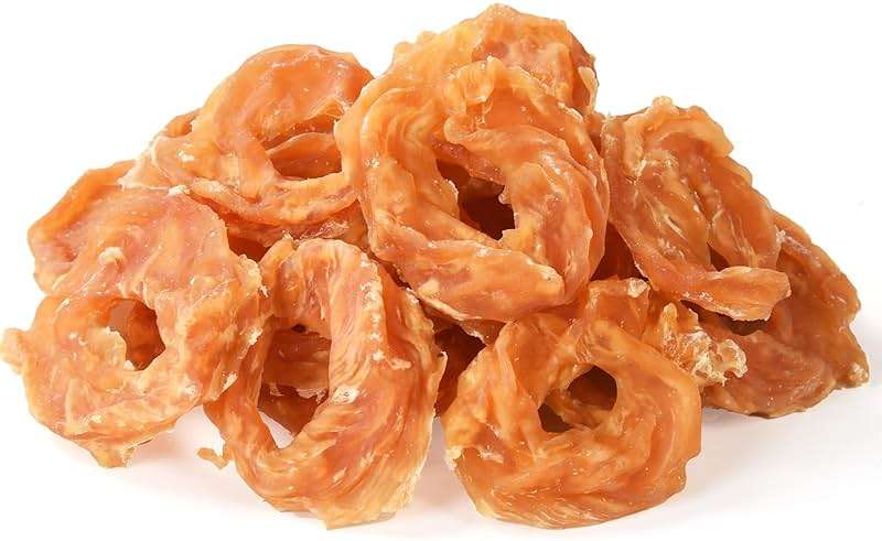 Pawmate Dog Treats Chicken Jerky Rings, Rawhide-Free Grain-Free Real Dried Tenders Natural Chicken Breast Dog Chewy Training Snacks for Small Medium Large Dogs Large Pack, 10.6 oz - Image 1