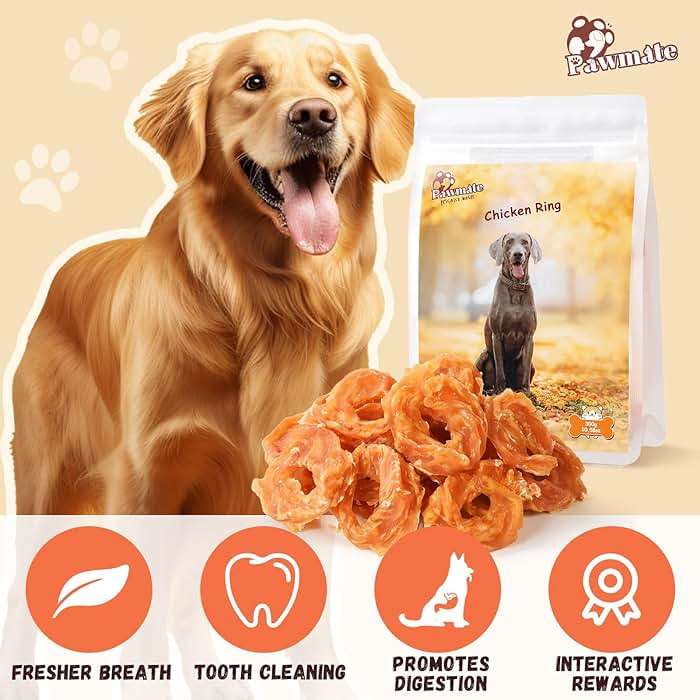 Pawmate Dog Treats Chicken Jerky Rings, Rawhide-Free Grain-Free Real Dried Tenders Natural Chicken Breast Dog Chewy Training Snacks for Small Medium Large Dogs Large Pack, 10.6 oz - Image 9