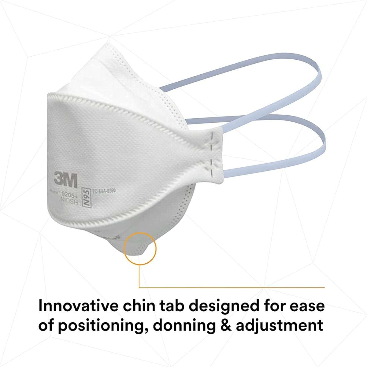 3M Aura Particulate Respirator 9205+, N95, Pack of 20 Disposable Respirators, Individually Wrapped, 3 Panel Flat Fold Design Allows for Facial Movements, Comfortable, NIOSH Approved, Smoke - Image 3