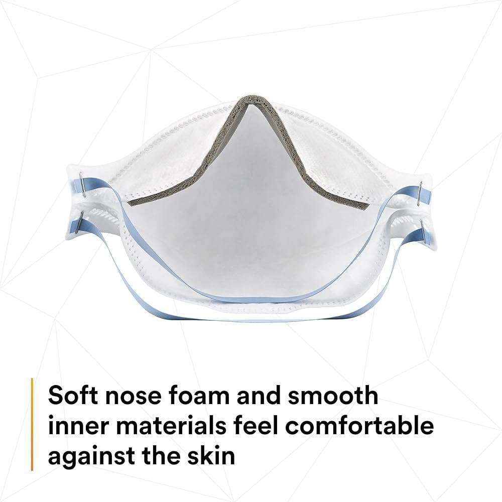 3M Aura Particulate Respirator 9205+, N95, Pack of 20 Disposable Respirators, Individually Wrapped, 3 Panel Flat Fold Design Allows for Facial Movements, Comfortable, NIOSH Approved, Smoke - Image 8