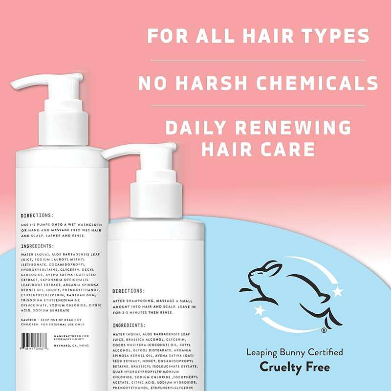 Psoriasis Honey Renewing Shampoo & Conditioner Set - Daily Treatment for Eczema, Dandruff, Dermatitis & More (8 Oz Each) - Image 6