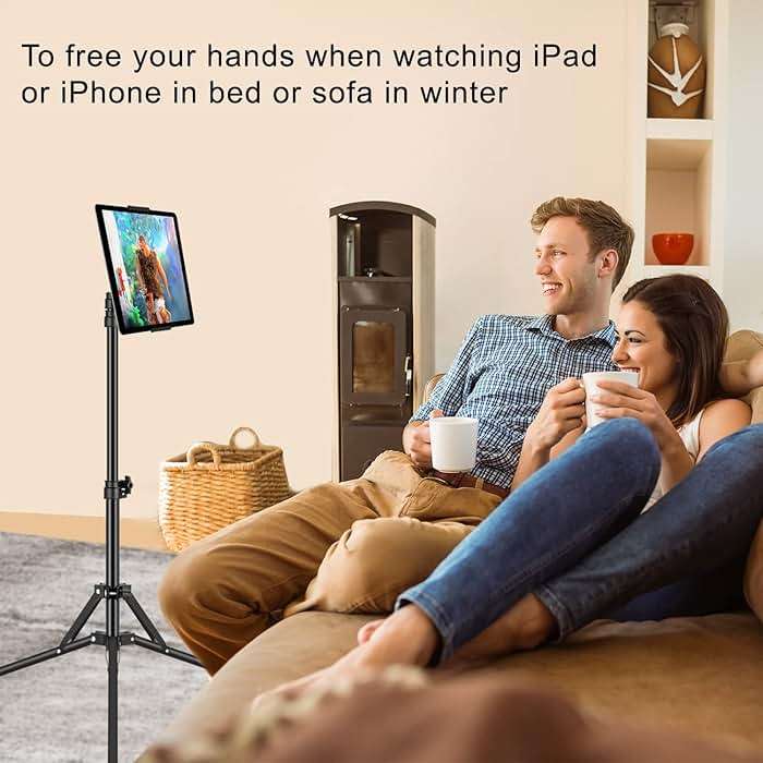 SAMHOUSING Ipad Tripod Stand, with 65 inch Height Adjustable iPad Stand Holder & iPad Floor Stand with 360° Rotating iPad Tripod Mount for iPad Pro, iPhone, Kindle, and All 4.5-12.9 Inch Tablets - Image 2