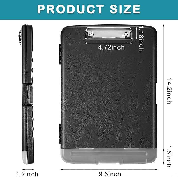 Epakh 4 Pcs Clipboard with Storage Plastic Nursing Clipboard with Pen Holder Folder Side Opening Storage with Low Profile Clip - Image 2