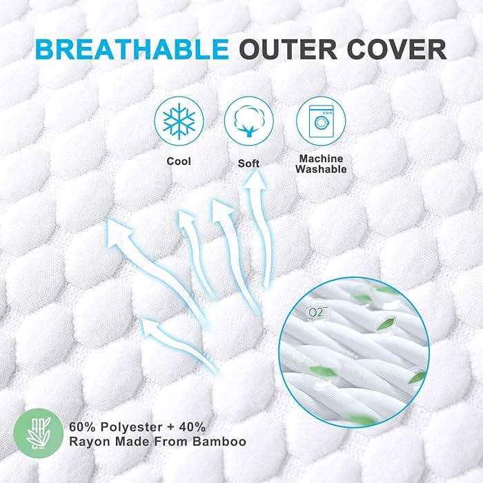 VVZ Cooling Bed Pillows Queen Size Set of 2, Shredded Memory Foam Pillows for Side Back Stomach Sleepers, Luxury Cool Gel Adjustable Firm Bed Pillows for Sleeping 2 Pack Queen Size 20 x 30 Inches - Image 6