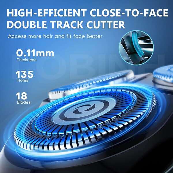 LOBINH Electric Shaver for Men, 100% Washable Rechargeable Waterproof Electric Razor Wet & Dry Shaving with Pop-up Trimmer, 1 Hour Fast Charging, 4D Floating Head, LCD Power Indicator - Image 3