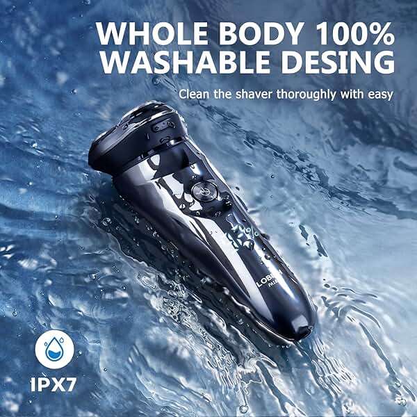 LOBINH Electric Shaver for Men, 100% Washable Rechargeable Waterproof Electric Razor Wet & Dry Shaving with Pop-up Trimmer, 1 Hour Fast Charging, 4D Floating Head, LCD Power Indicator - Image 6