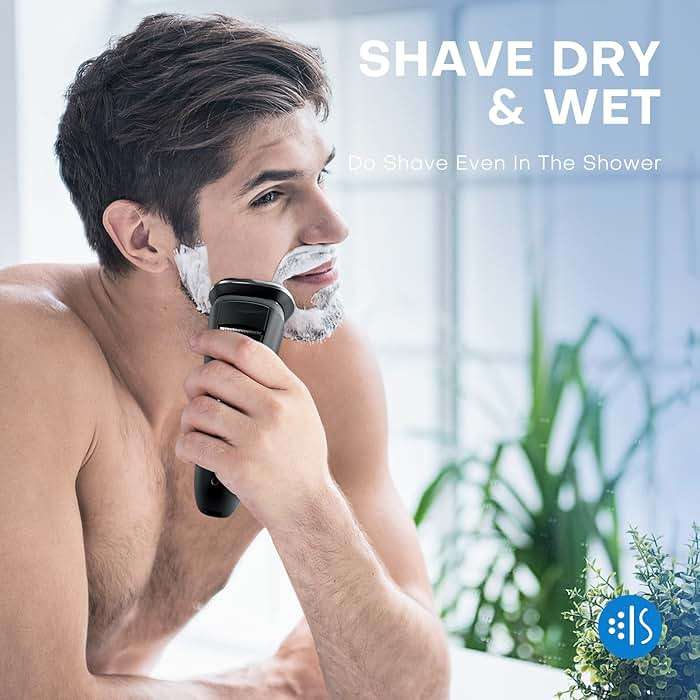 LOBINH Electric Shaver for Men, 100% Washable Rechargeable Waterproof Electric Razor Wet & Dry Shaving with Pop-up Trimmer, 1 Hour Fast Charging, 4D Floating Head, LCD Power Indicator - Image 7