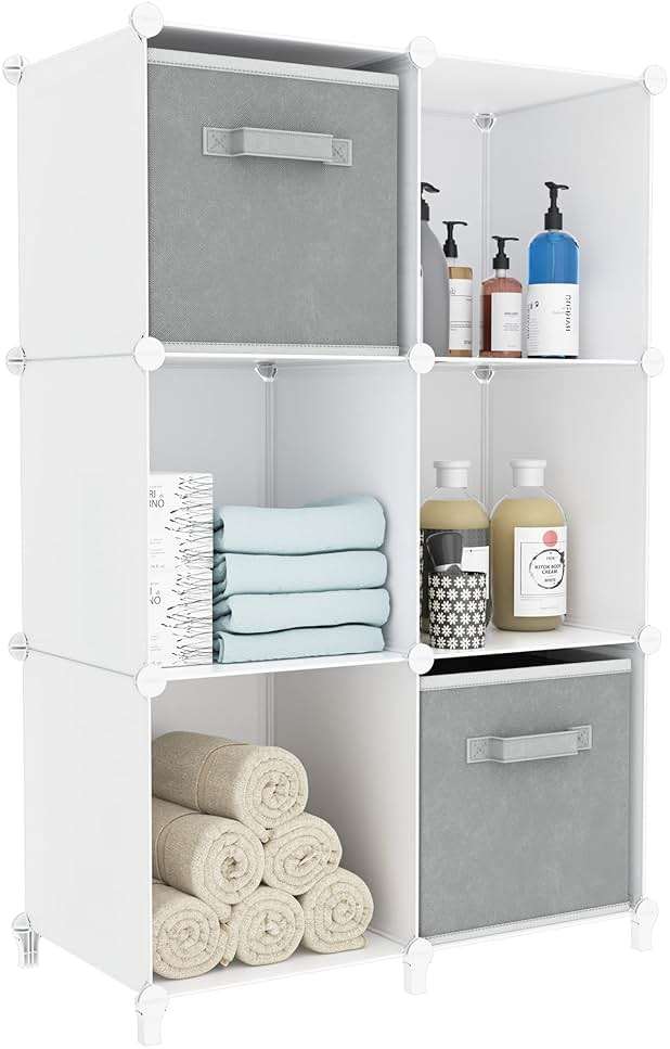 Stackable Closet Organizers and Storage 6 Cube Storage Organizer Closet Organizer for Bathroom Closet Storage for Wardrobe - Image 1