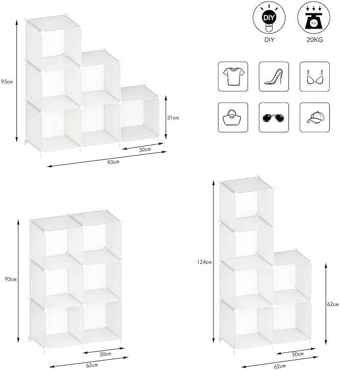 Stackable Closet Organizers and Storage 6 Cube Storage Organizer Closet Organizer for Bathroom Closet Storage for Wardrobe - Image 3