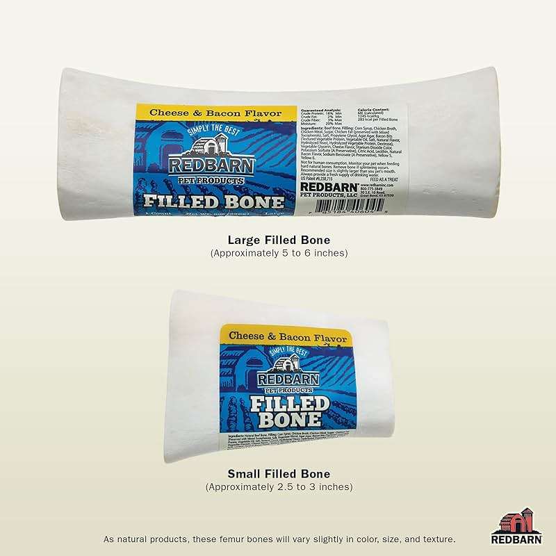 Redbarn Pet Products Large Filled Dog Bones, Cheese & Bacon Flavor - Long Lasting Stuffed Femur Chew Treat Made in USA - 4 Count - Packaging May Vary - Image 4