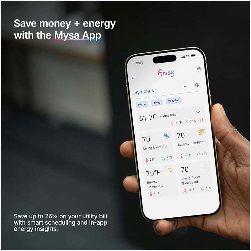 Mysa Smart Thermostat for Electric Baseboard Heaters 240V | Remote Control with 100% Free APP | Easy Install | HomeKit, Alexa, Google Home | Wi-Fi Programmable | Temp. & Humidity Alerts - Image 5