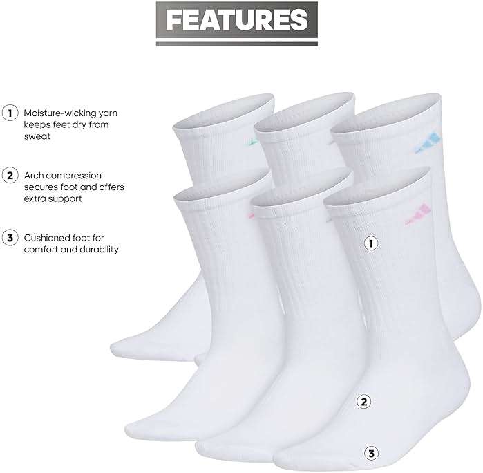 adidas Athletic Cushioned 6-Pack Crew - Image 2
