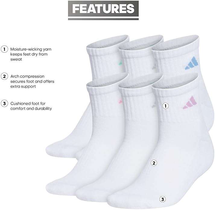 adidas Athletic Cushioned 6-Pack Quarter - Image 2