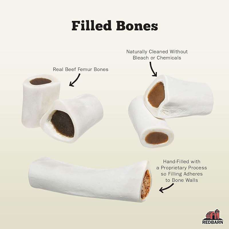 Redbarn Pet Products Small Filled Dog Bones, Peanut Butter Flavor - Long Lasting Stuffed Femur Chew Treat Made in USA - 4 Count - Packaging May Vary - Image 2