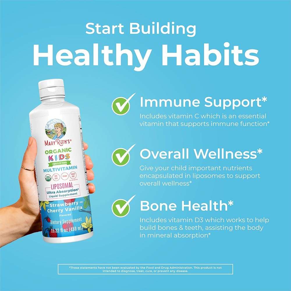 MaryRuth Organics Kids Multivitamin Liposomal | Vegan, Sugar-Free Vitamins for Kids | Ages 4+ | 2 Month Supply | 15.22 Fl Oz - Image 5