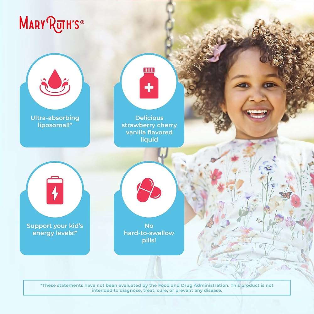 MaryRuth Organics Kids Multivitamin Liposomal | Vegan, Sugar-Free Vitamins for Kids | Ages 4+ | 2 Month Supply | 15.22 Fl Oz - Image 6