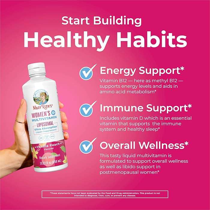 MARYRUTH'S Multivitamin Liposomal for Women 40+ | Womens Multivitamin Liposomal | Immune Support Supplement | Menopause Support| Methylated Multivitamin | Vegan | Sugar Free | Non-GMO | 15.22 Fl Oz - Image 5