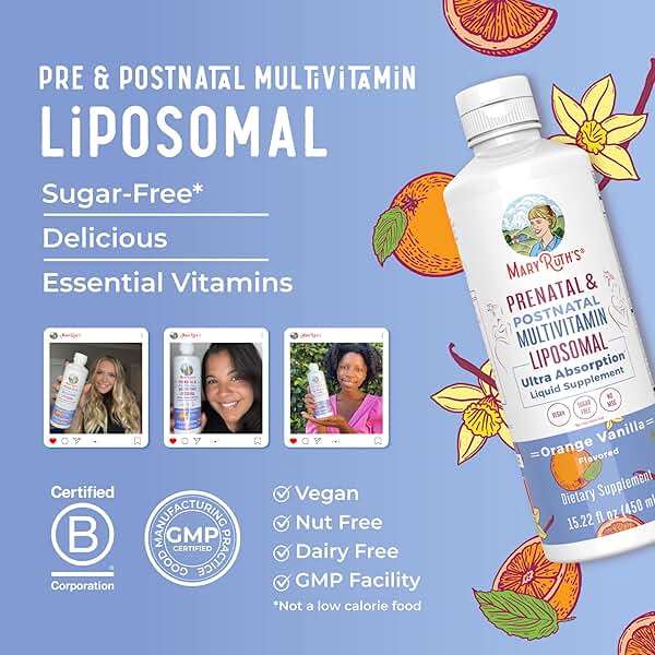 MaryRuth’s Prenatal & Postnatal Multivitamin Liposomal | Preconception & Pregnancy | Prenatal Vitamins for Women with Folate Choline Omega 3 DHA | Vegan | Sugar Free | Gluten Free | 30 Servings - Image 8
