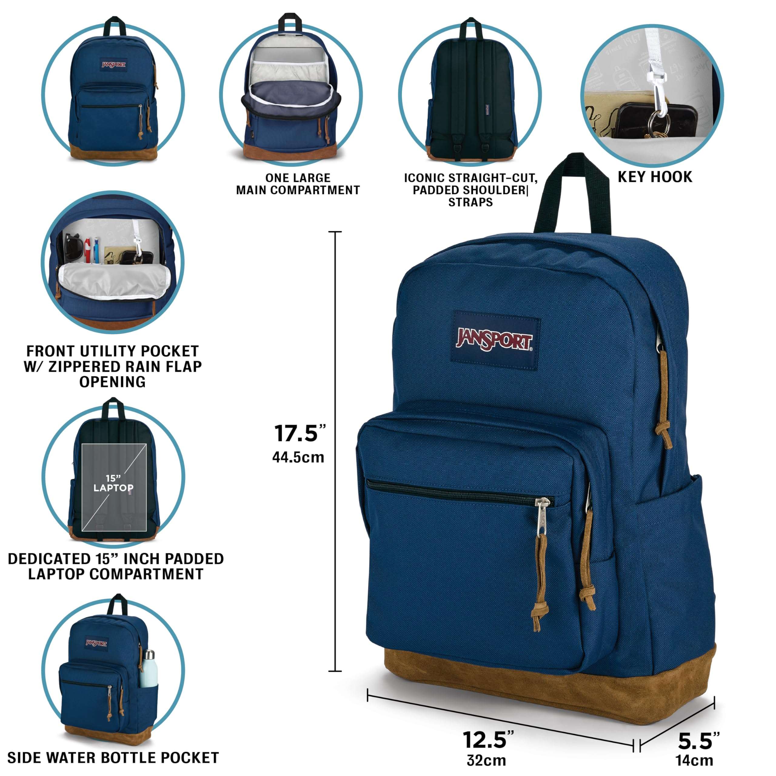 JanSport Right Pack Backpack - Durable Daypack with Padded 15" Laptop Sleeve, Spacious Main Compartment & Integrated Water Bottle Pocket - Pastel Lilac - Image 4