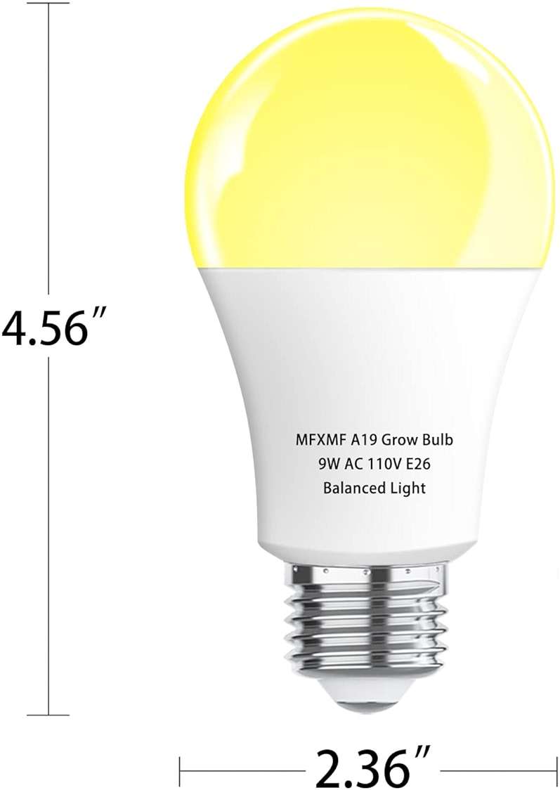 mfxmf 2 Pack LED Grow Light Bulbs A19 Bulb, Full Spectrum Plant Light Bulb, 9W E26 Grow Bulb Replace up to 80W, Grow Light for Indoor Plants, Flowers, Greenhouse, Indore Garden, Hydroponic - Image 3
