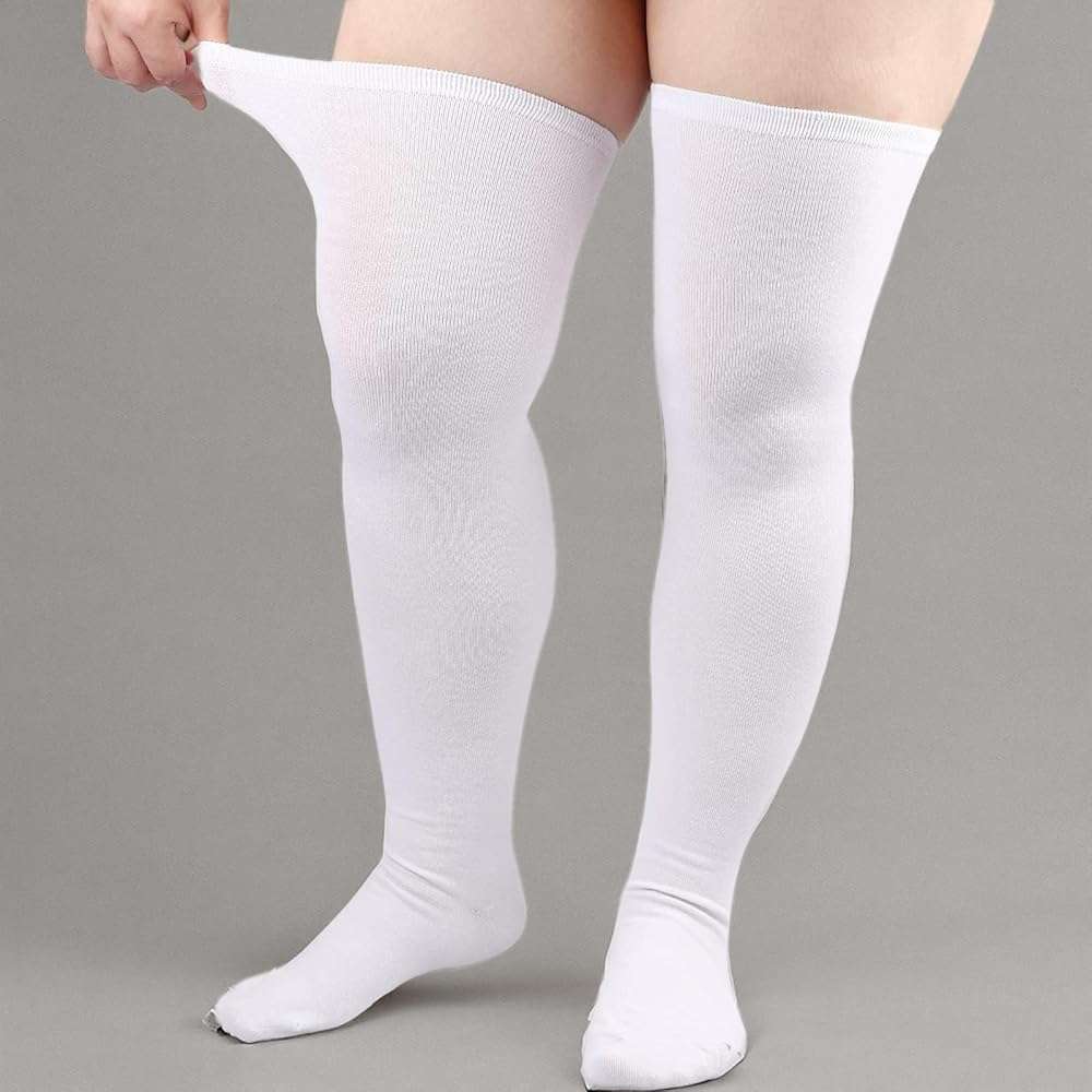 DRESHOW Plus Size Thigh High Socks Striped Over Knee Long Boot Stockings Knee High Tube Socks Leg Warmers for Women - Image 8