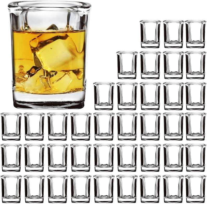 Encheng Shot Glasses Set with Heavy Base,2.2 oz Mini Square Whiskey Shot Glasses bulk, 40 pack Clear Espresso Shot Glass for Whiskey and Liqueurs,Ideal for Christmas,Halloween and Thanksgiving - Image 1