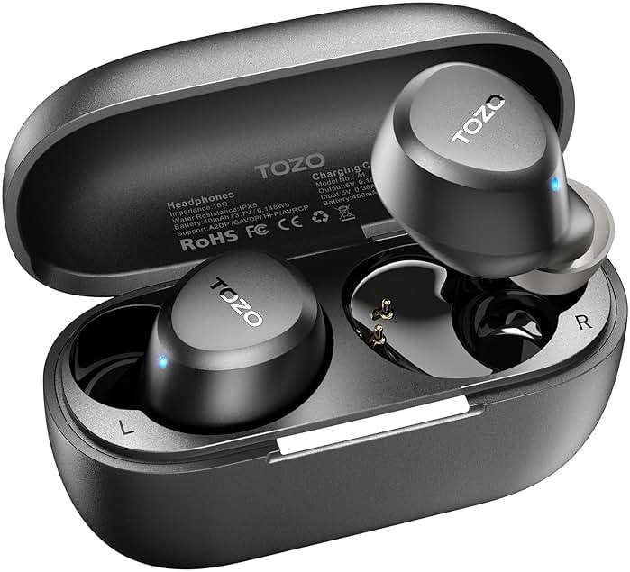 TOZO A1 Wireless Earbuds Bluetooth 5.3 Light Weight in Ear IPX5 Waterproof Headphones 2 Mic for AI Calls, Immersive Premium Sound Bass Headset with Charging Case, 32 Presets EQ Customization via App - Image 1