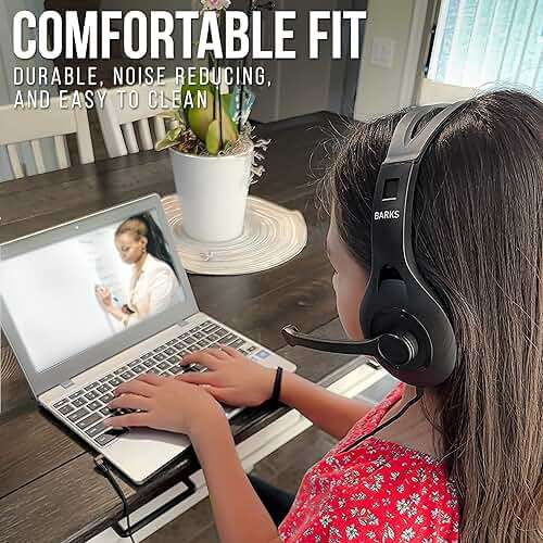Barks Classroom Headphones with Microphone Bulk 10 Pack (Black, 3.5mm) | Durable Everyday Student Use, Headsets with Mic, Adjustable Fit All-Day Comfort, Clear Voice, Easy Clean, K-12 School Testing - Image 5