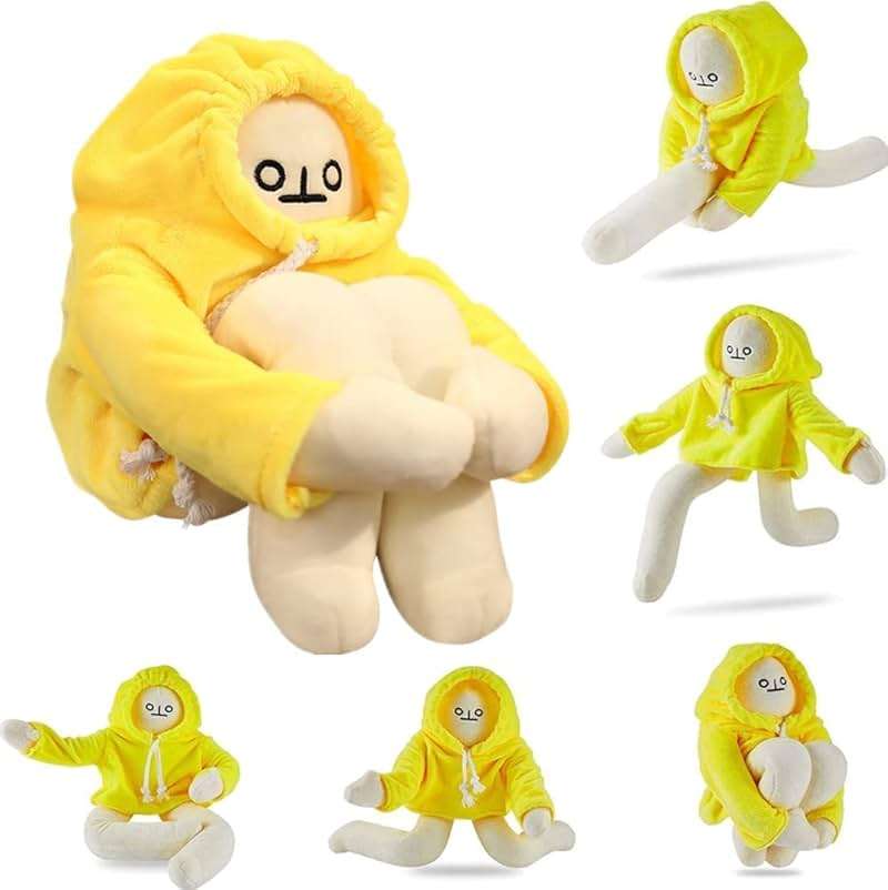 sunfedmiss Plush Banana Man Toy, 16inch Weird Banana Man Doll with Magnet, Funny Poseable Decompression Toy Stuffed Animals Doll Gifts for Boys Girls Birthday Party Christmas(Yellow) - Image 1