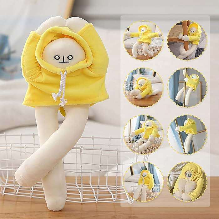 sunfedmiss Plush Banana Man Toy, 16inch Weird Banana Man Doll with Magnet, Funny Poseable Decompression Toy Stuffed Animals Doll Gifts for Boys Girls Birthday Party Christmas(Yellow) - Image 3