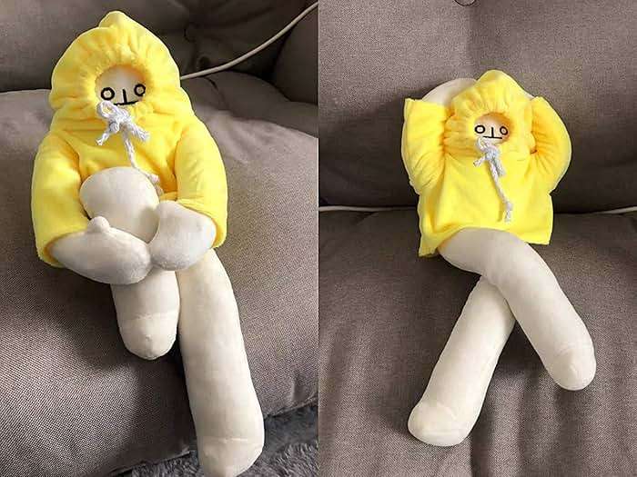 sunfedmiss Plush Banana Man Toy, 16inch Weird Banana Man Doll with Magnet, Funny Poseable Decompression Toy Stuffed Animals Doll Gifts for Boys Girls Birthday Party Christmas(Yellow) - Image 5
