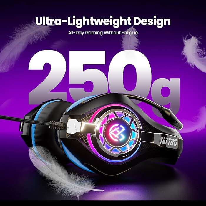 Tatybo Gaming Headset for PC, Ps5, Ps4, Switch, Mobile, Xbox Headset with Deep Bass Stereo Sound, Over Ear Gaming Headphones with Noise Canceling Mic, RGB, Ps5 Headset for Nintendo, Xbox - Image 4