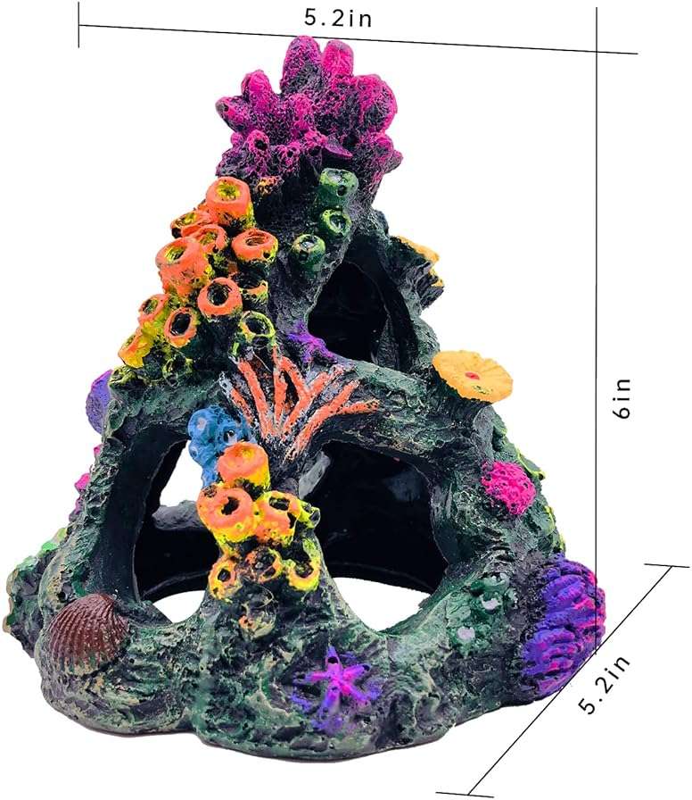 GSD Aquarium Colorful Coral Reef Set Fish Tank Decoration Mountain Ornament for Aquarium Environments Decor Accessories, Coral Mountain x 1, Aquatic Plant x 4 - Image 3