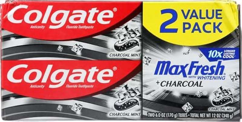 Colgate Max Fresh Toothpaste + Charcoal, Charcoal Mint (6 Ounce, Pack of 2) - Image 1