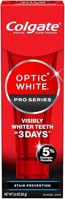 Colgate Optic White Pro Series Stain Prevention Hydrogen Peroxide Toothpaste, Teeth Whitening Toothpaste, Effectively Removes Tea, Coffee, and Wine Stains, Enamel-Safe for Daily Use, 3.0 oz - Image 1