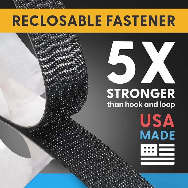 Industrial Strength - 10FT 2 Pack Black Indoor/Outdoor Adhesive Mounting Tape - Self Mating Reclosable Fastener Compatible with 3M SJ3550 / SJ3560 Dual Lock - Image 2