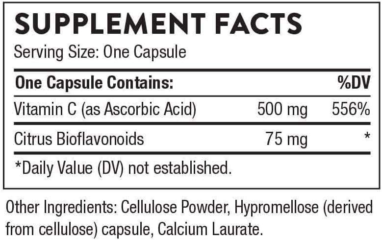THORNE - Vitamin C 500 mg - Blend of Vitamin C and Citrus Bioflavonoids from Oranges - Supports Immune System, Cellular Energy Production & Collagen Synthesis* - Third-Party Certified - 90 Servings - Image 2