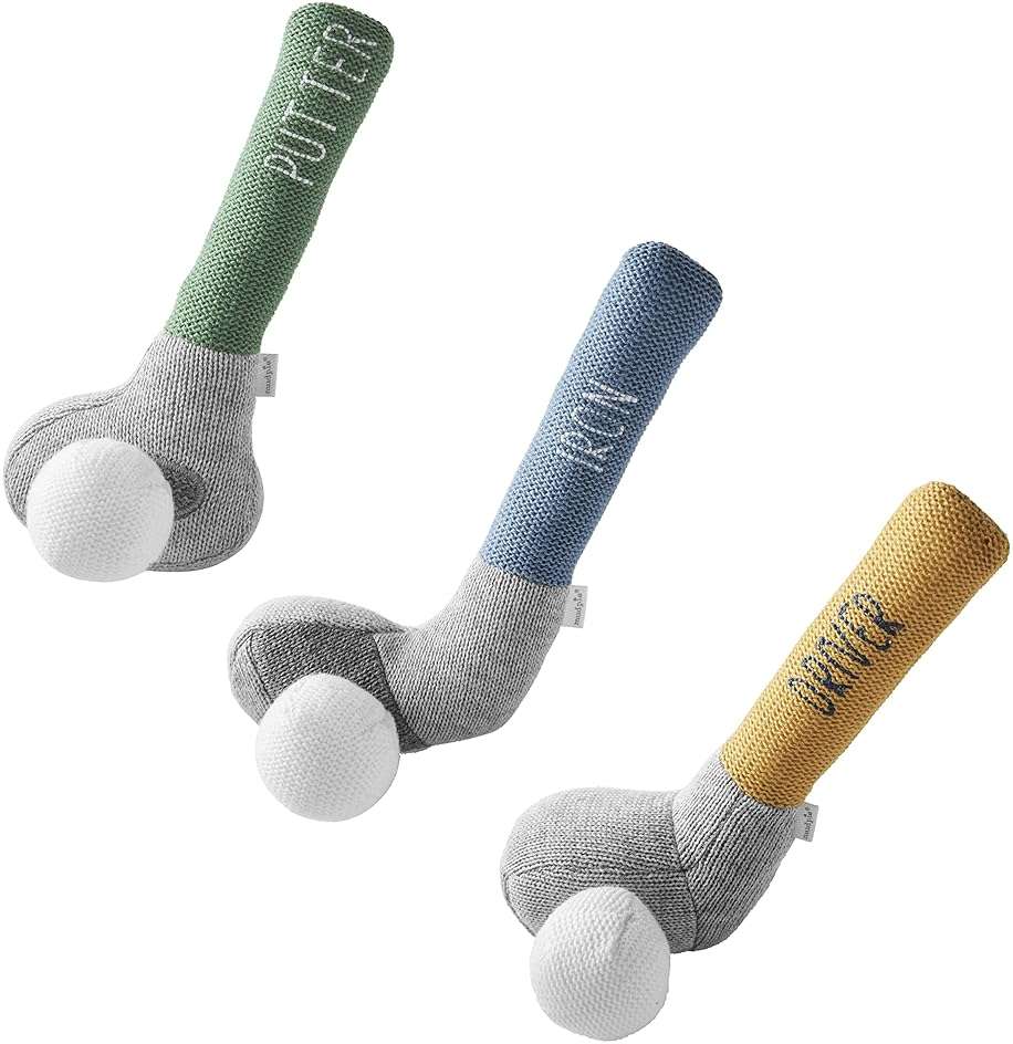 Mud Pie Children's Goft Knit Rattle, Green Putter Club - Image 3