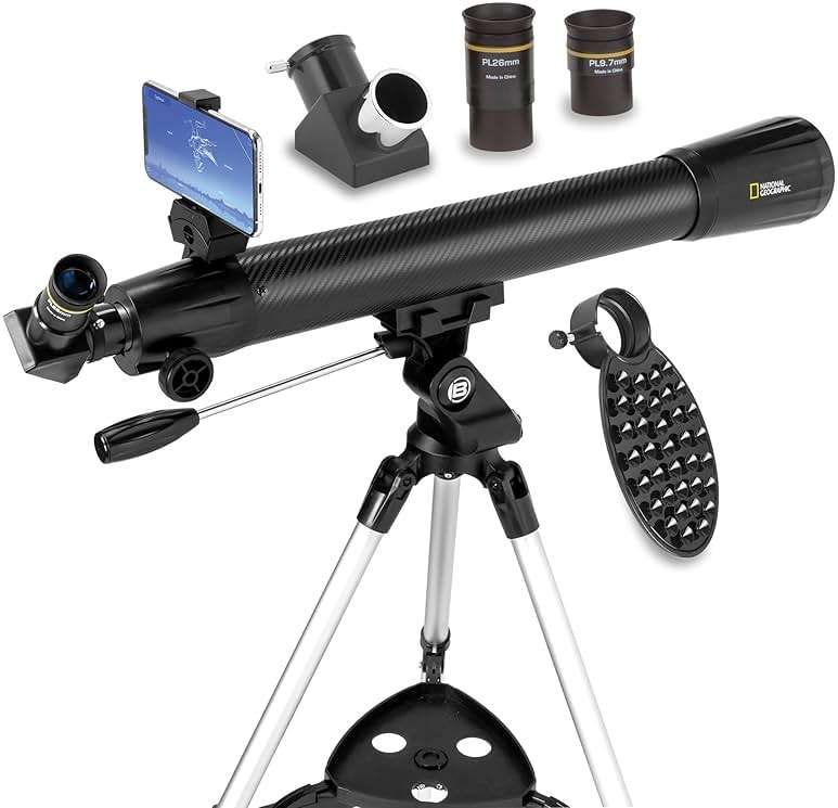National Geographic 70mm Astronomical Refractor Telescope with Fully Coated Optics Adjustable Tripod and Astronomy App for Young Astronomers and Adult Sky Watchers - Image 1