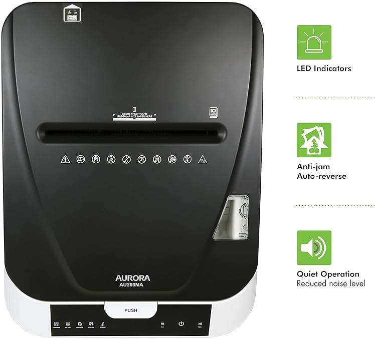 Aurora Commercial Grade 200-Sheet Auto Feed High Security Micro-Cut Paper Shredder/ 60 Minutes/Security Level P-5 - Image 6